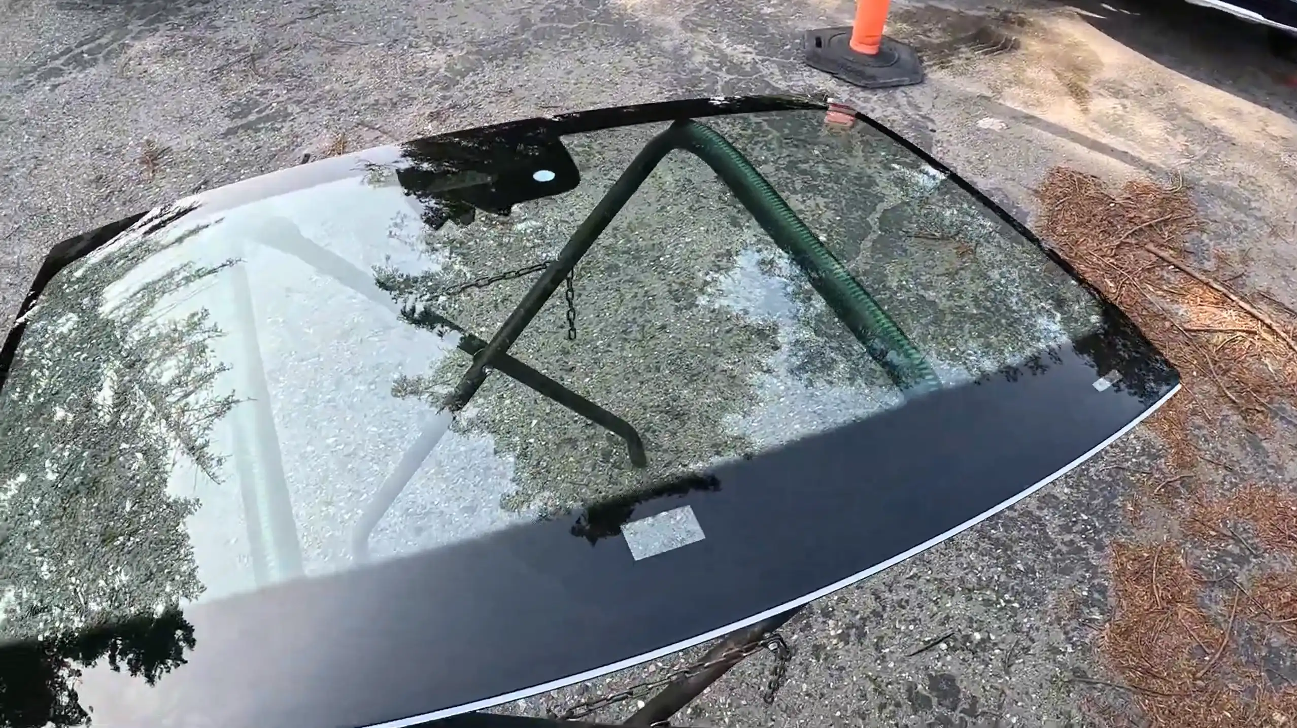 Newly installed windshield
